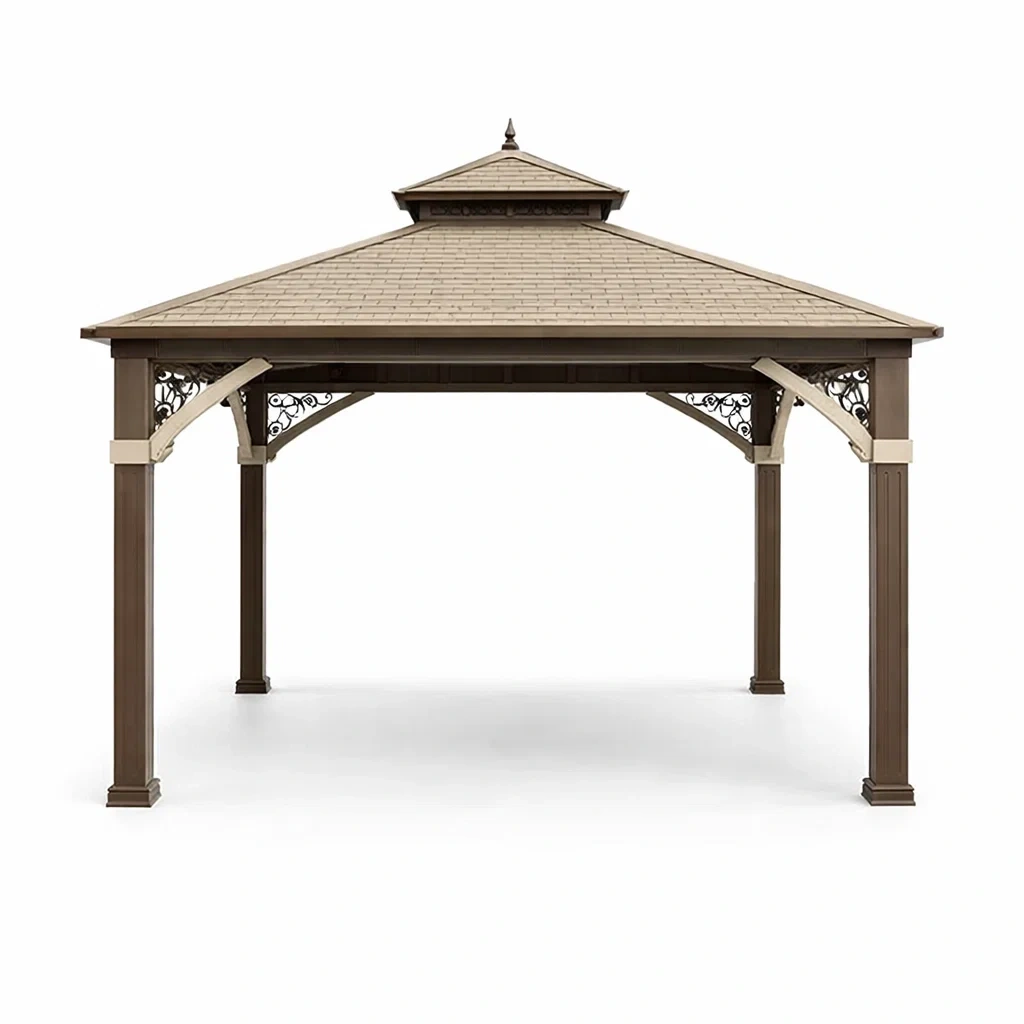 Gartenpavillon Aluminium Stahl Braun 300x300 cm