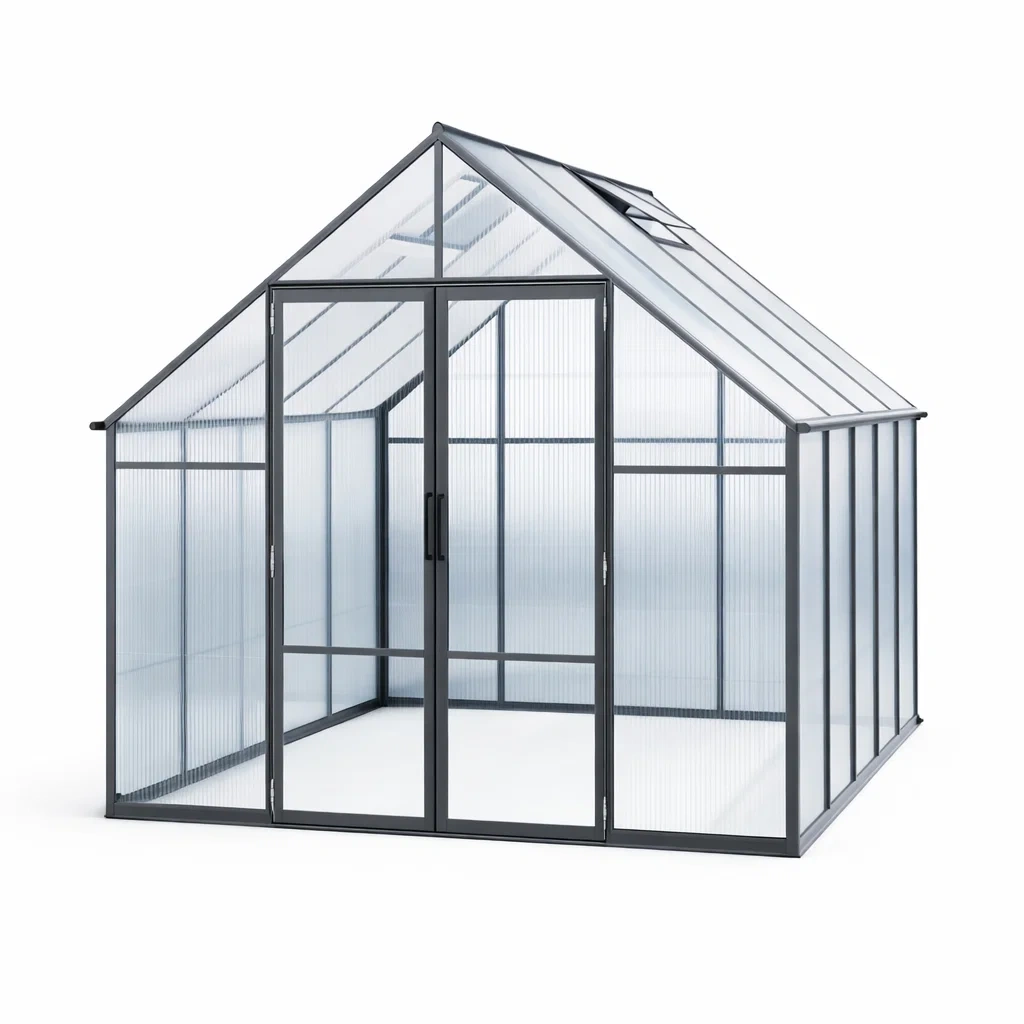 Gewächshaus Aluminium Polycarbonat Grau 250x300x190 cm