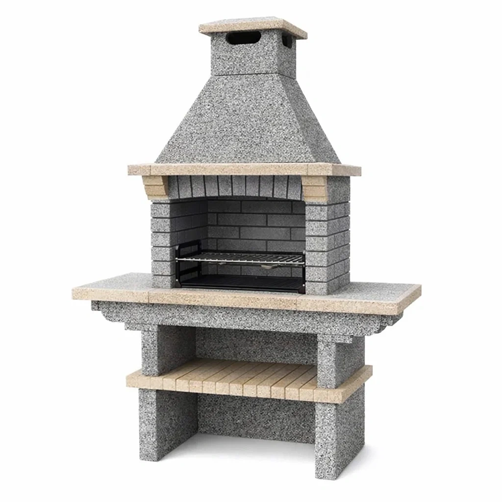 Grillkamin Beton Edelstahl Grau Beige