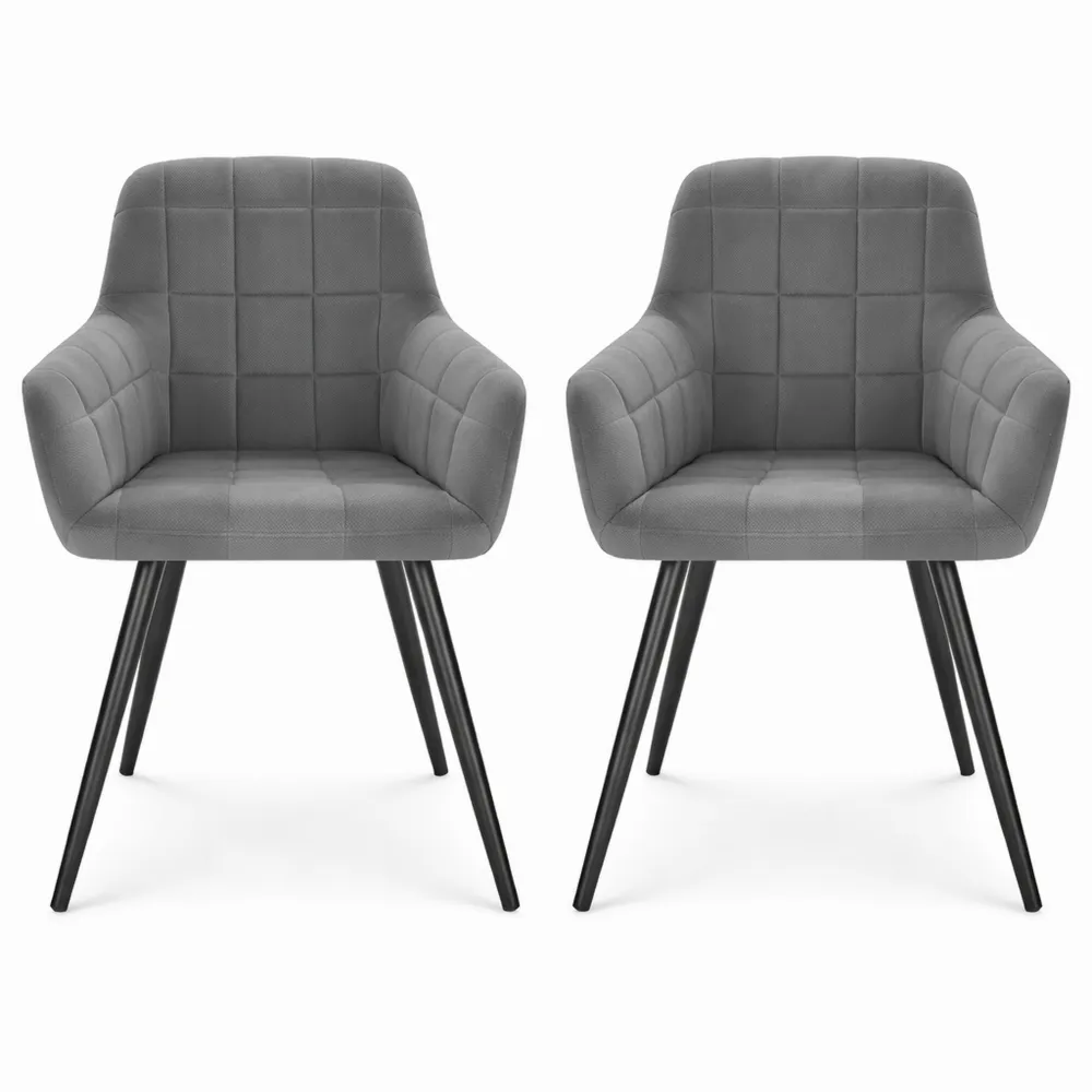 Deux chaises en velours gris foncé