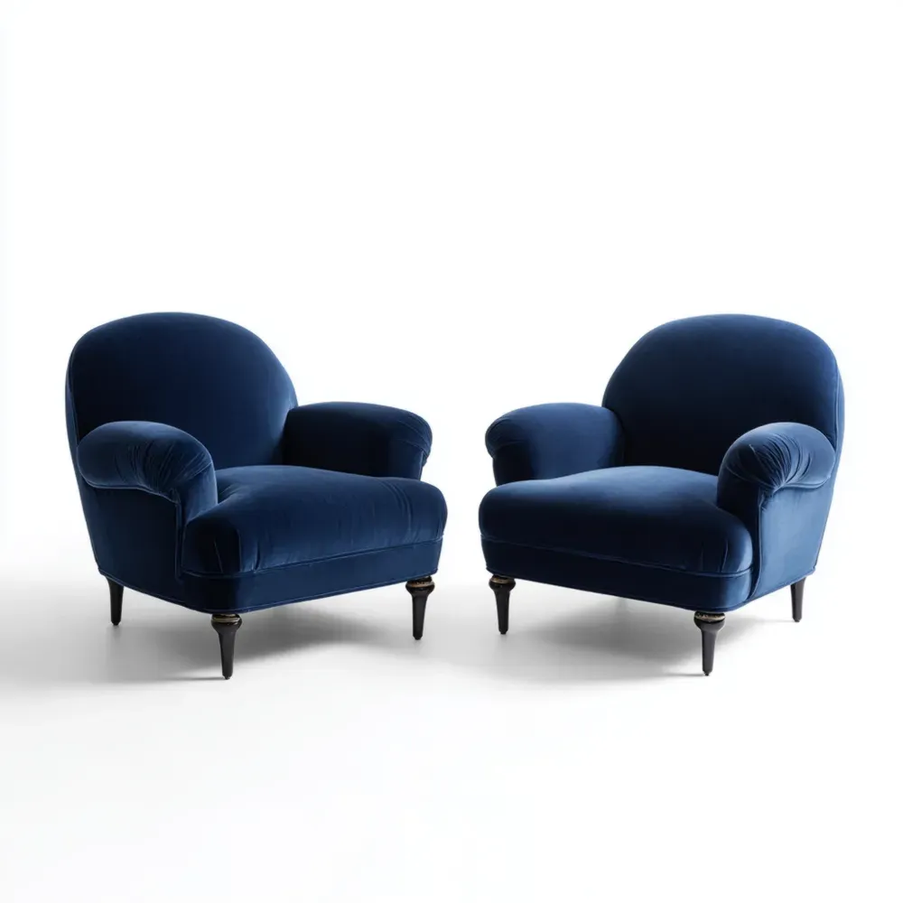 Sillones Tapizados 90x95x80 cm Terciopelo Azul Oscuro – Diseño Clásico