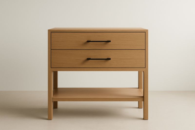 Table de Chevet en Chêne avec 2 Tiroirs