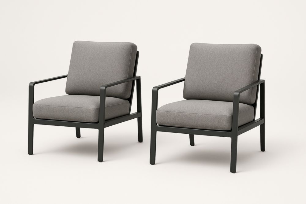 Lot de 2 fauteuils d'extérieur en aluminium et polyester gris