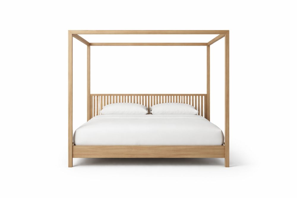 Lit à baldaquin rectangulaire en bois 200x160 cm(L x l)-Sandelino