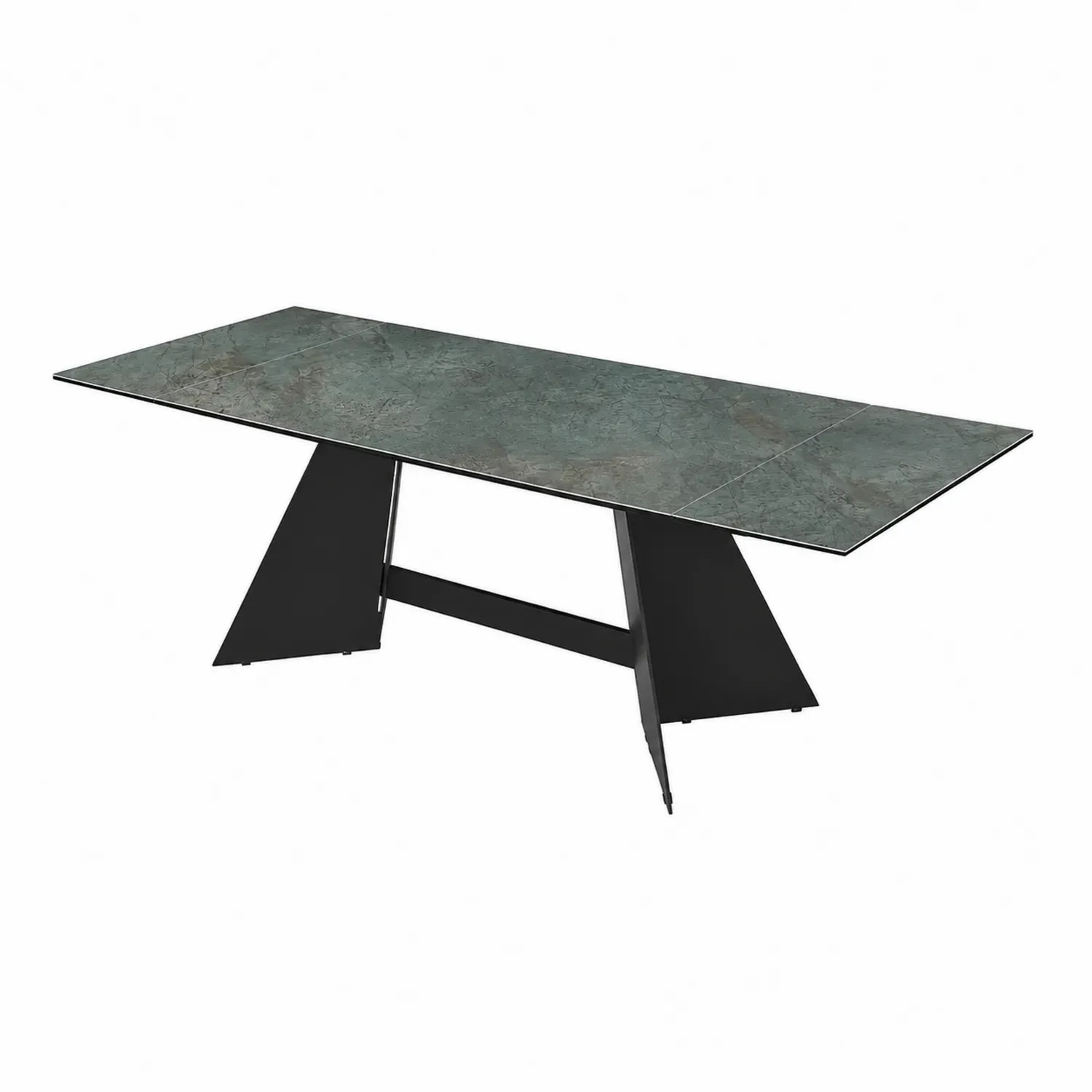 Table céramique verte & métal noir