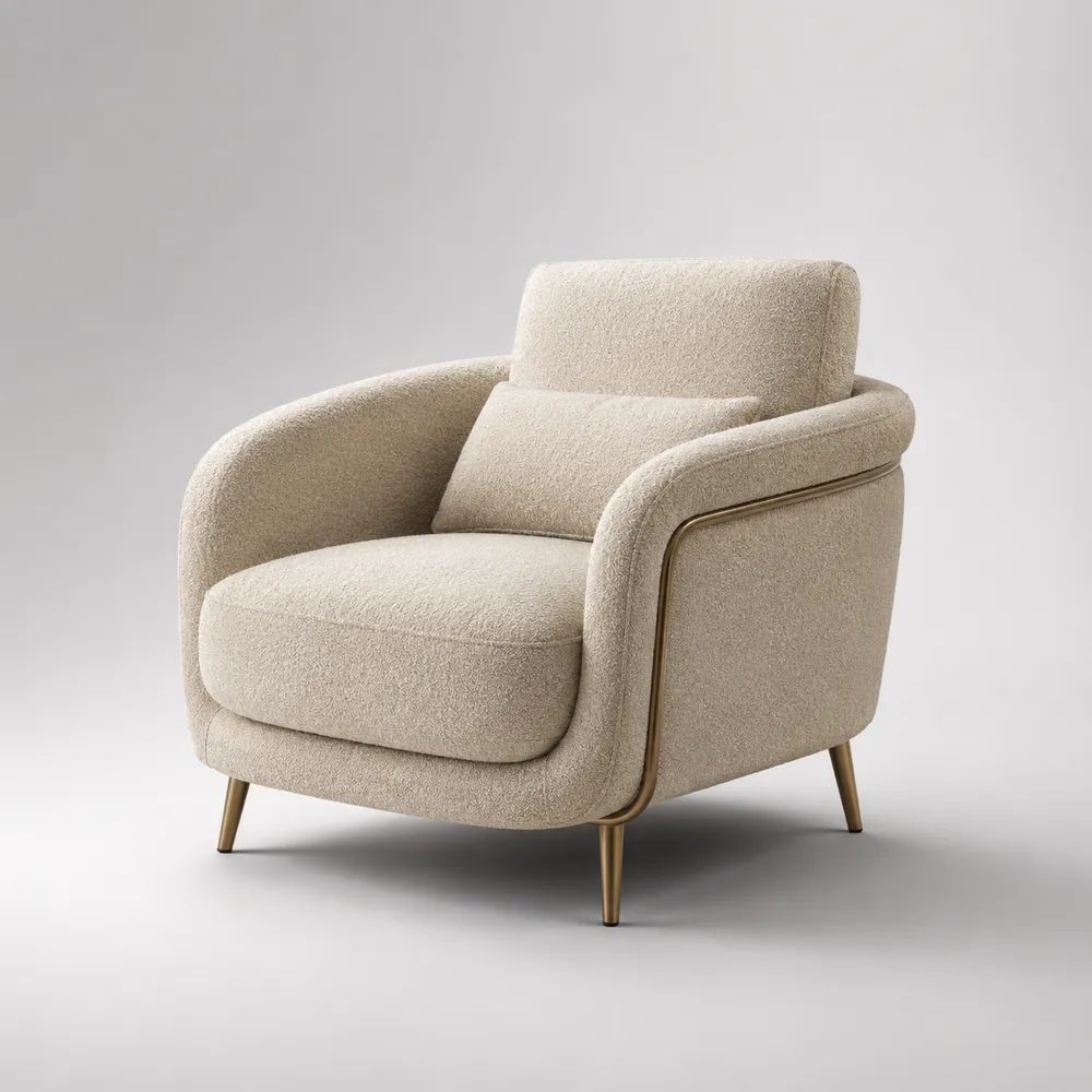 Poltrona in bouclé avorio