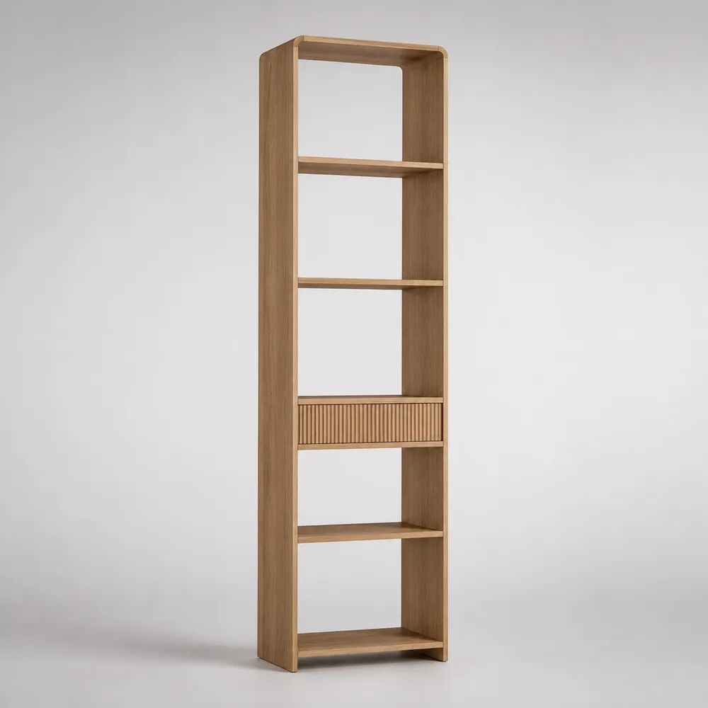Libreria a colonna in rovere con cassetto