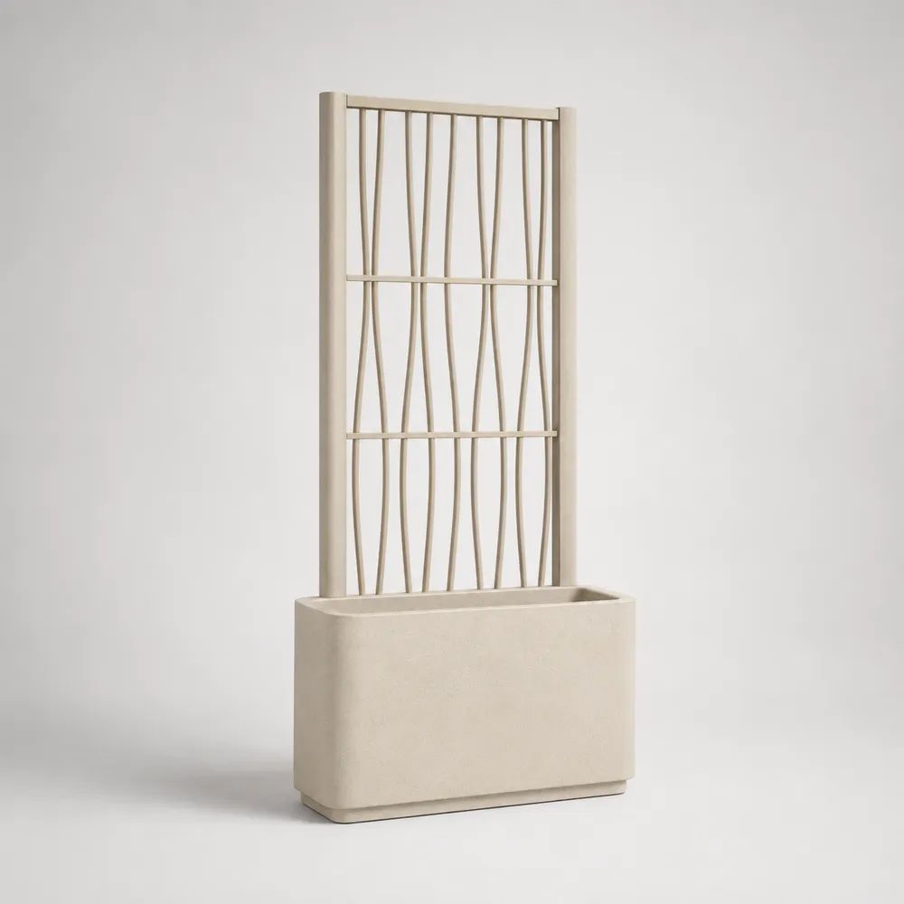 Fioriera beige con grigliato per rampicanti