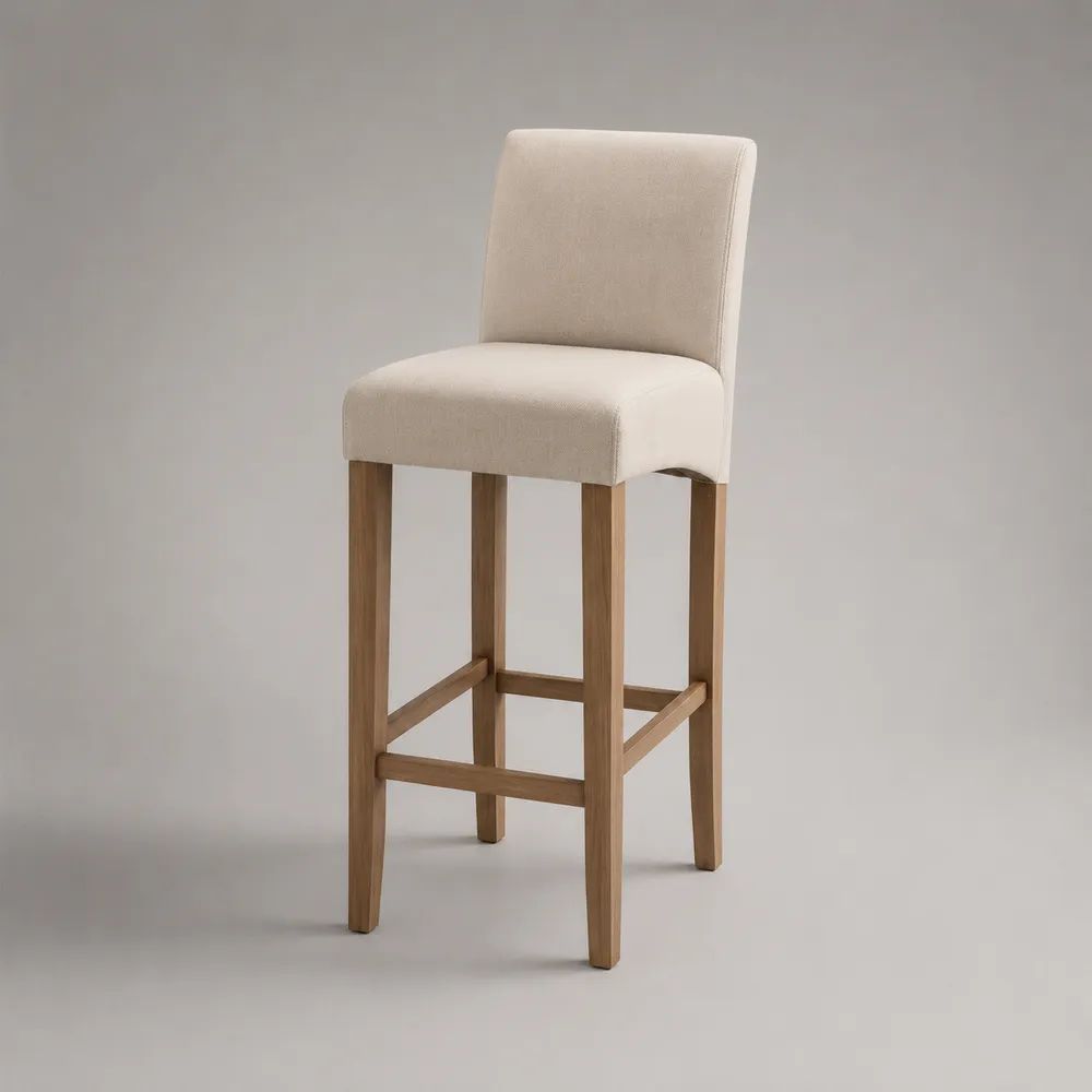 Barhocker mit Stoffbezug und Massivholzgestell