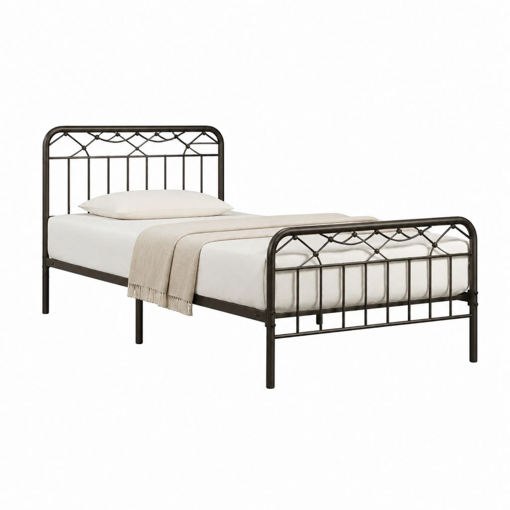 Metallbett aus schwarzem Stahlrohr