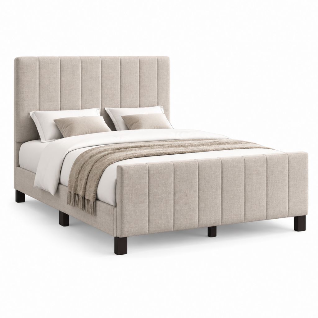 Polsterbett in ruhigem Beige