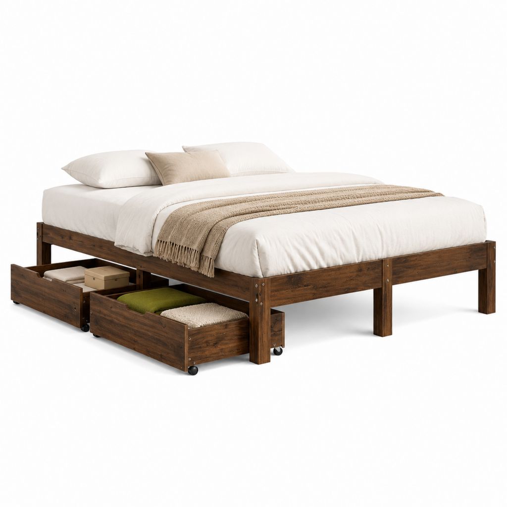 Doppelbett mit zwei Schubladen