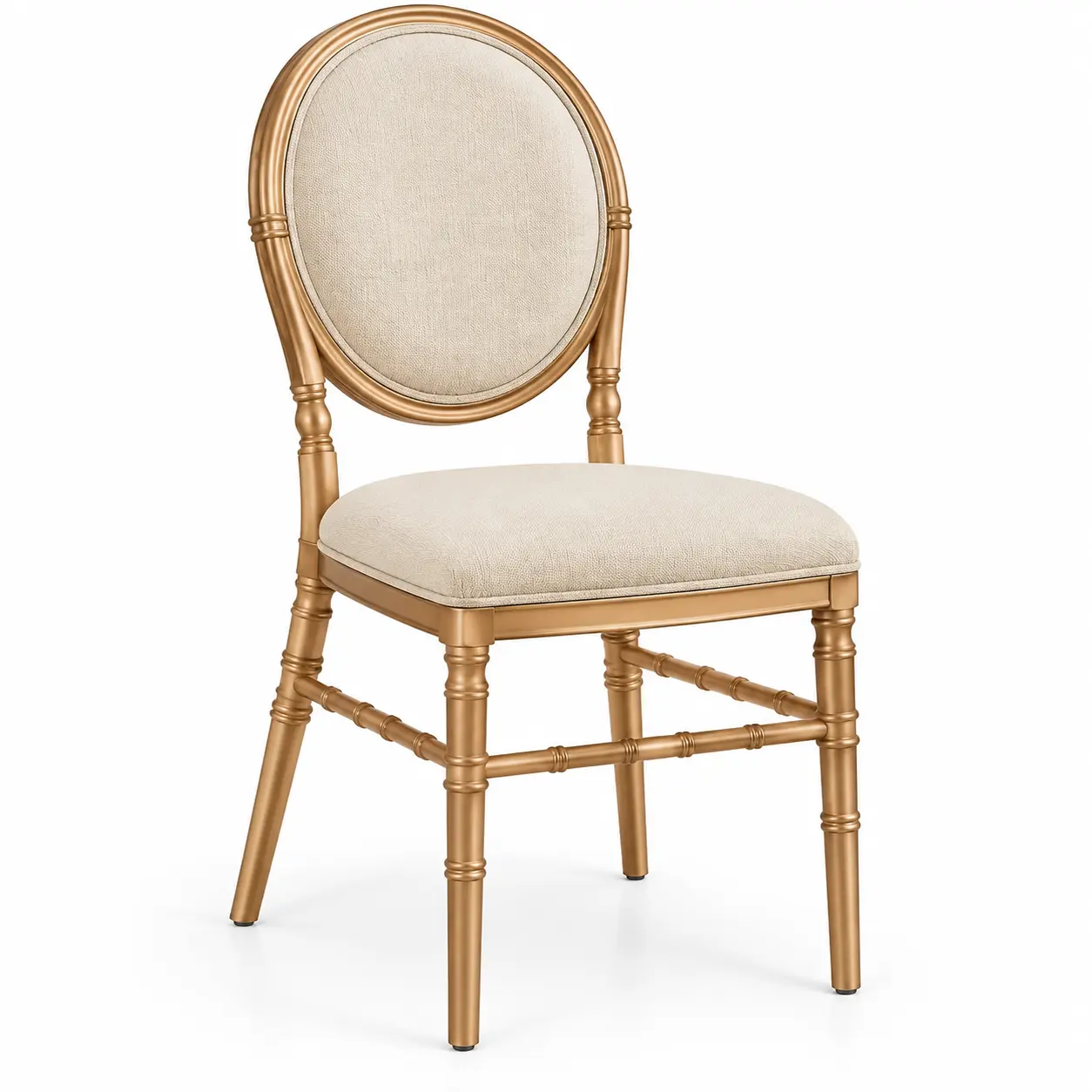 Silla beige y marrón con respaldo redondeado