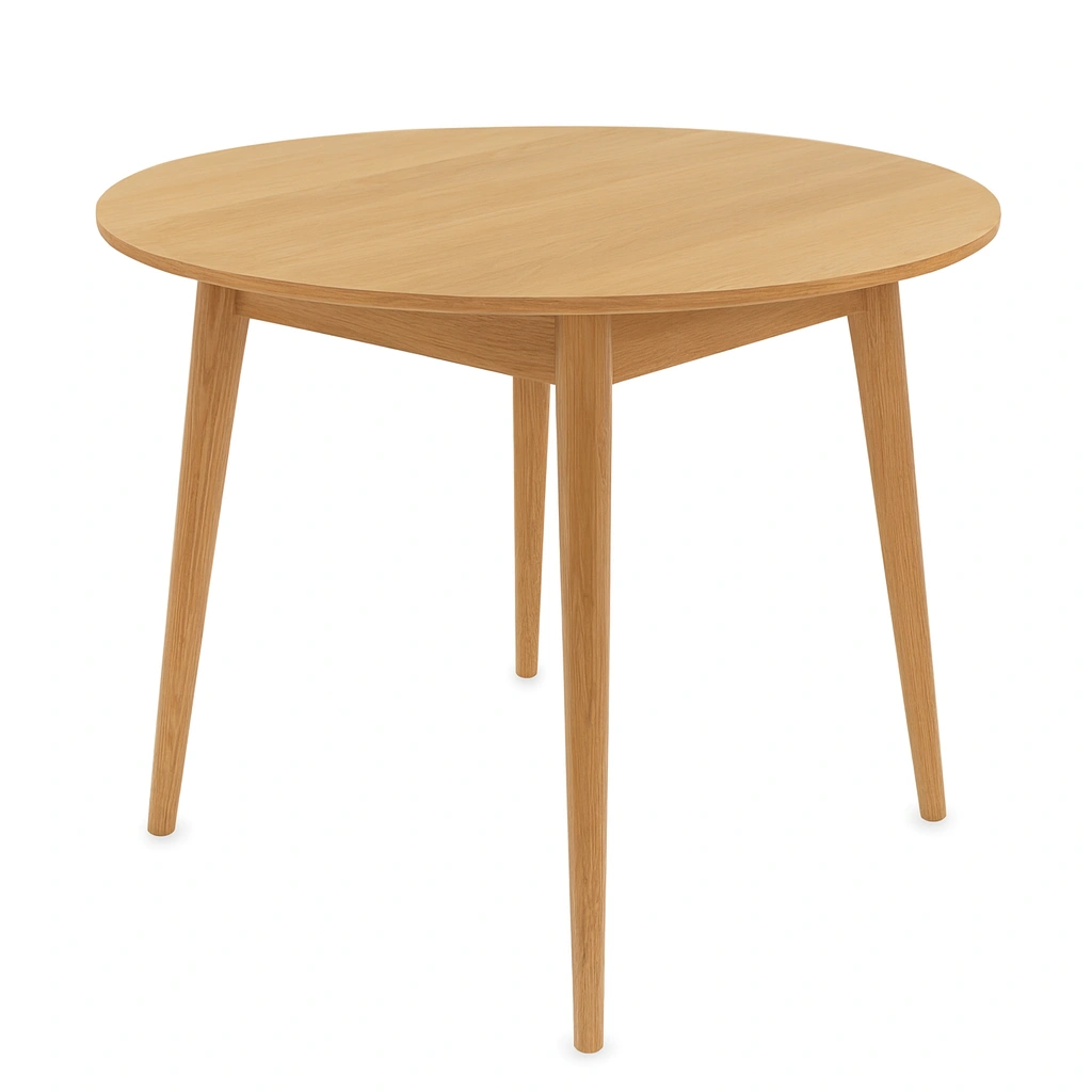 Nordic style round solid wood dining table with a simple design in lig ...
